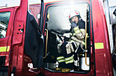 Firefighter in car