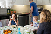 Family having meal together