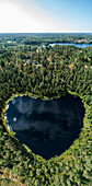 Aerial image of heart shaped lake