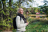 Smiling woman looking away