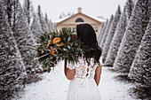 Bride in winter garden