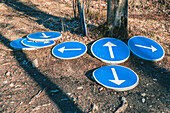 Road signs on ground