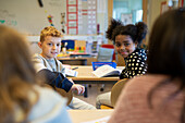 Boy and girl in classroom