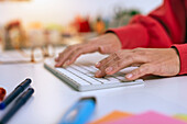 Hands on computer keyboard