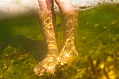 Womans feet in sea