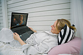 Women talking via video chat