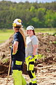 Female workers talking