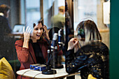 Women broadcasting from radio station