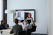 Video conference during business meeting