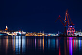 Illuminated shipping crane