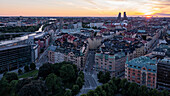 Stockholm cityscape at sunset, Sweden