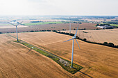 Wind turbines at field