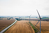 Wind turbines at field