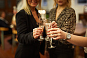 Women having toast in cafe