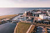 Aerial view of small marina
