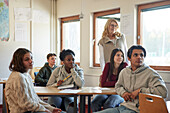 Group of students and teacher in class