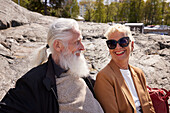 Smiling couple sitting together