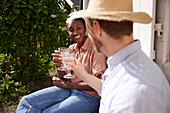 Couple toasting outdoor