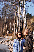 Couple standing and talking together