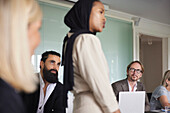 Businessmen sitting at meeting