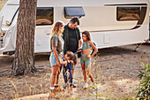 Family at camping site