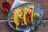 Tacos with shrimp and tomatoes
