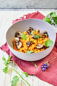 Thai red curry rice with mushrooms