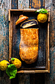 Poppy seed-quince strudel