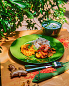 Zucchini-Garnelen-Curry mit Reis