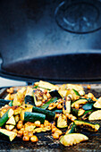 Grilled courgettes and chickpeas