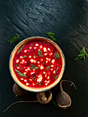 Plate of beetroot soup