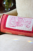 Christmas bolster cover with embroidery