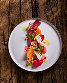 Marinated beet salad with goat cheese