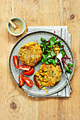 Courgette, sweetcorn and sweet potato cakes