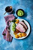 Roast ham with Easter side dishes