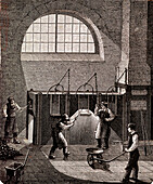 Puddling furnace, 19th century illustration