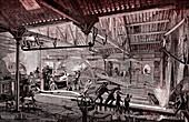 Railway track production, 19th century illustration