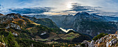 Sunset over mountains and Alpine lake, Bavaria, Germany