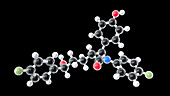 Ezetimibe drug, molecular model