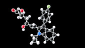 Fluvastatin drug, molecular model