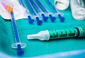 Syringes of insulin medication, conceptual image
