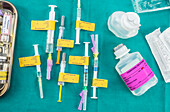 Preparation of syringe medication, conceptual image