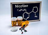 Chemical composition of nicotine, conceptual image