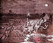 Turtle fishing, 19th century illustration