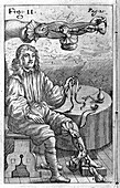 First intravenous injection, 17th century illustration
