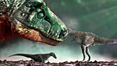Tyrannosaur Juvenile with Parent