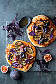 Eggplant fig pizzas