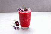 Raspberry and beet smoothie with cherries