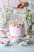 Pink buttercream cake