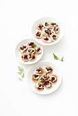 Blinis with beet caviar
